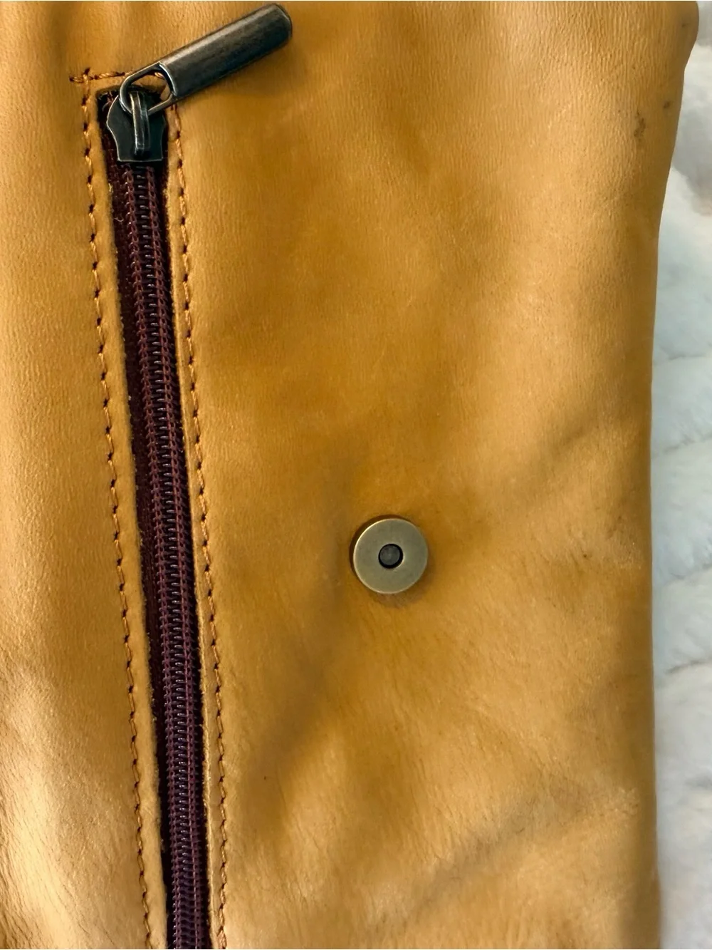 Toscana Mustard Yellow Nubuck Leather Wristlet Clutch with Brown Strap